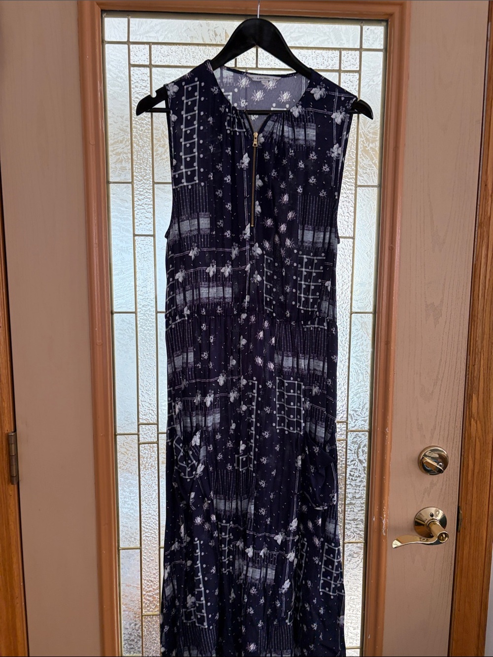& Other Stories Navy Blue Printed Sleeveless Maxi Dress